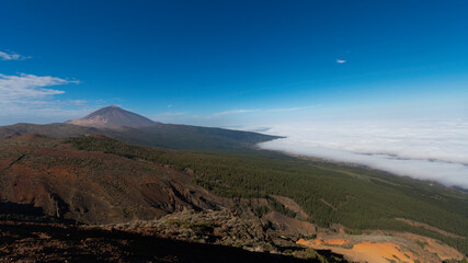 Teide volcano view with low clouds