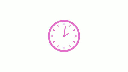 New pink light clock isolated on white background,Counting down clock animation