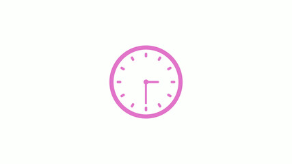 New pink light clock isolated on white background,Counting down clock animation