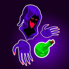 Scary wizard and potion stickers