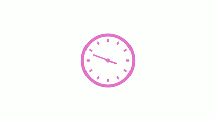 New pink light clock isolated on white background,Counting down clock animation