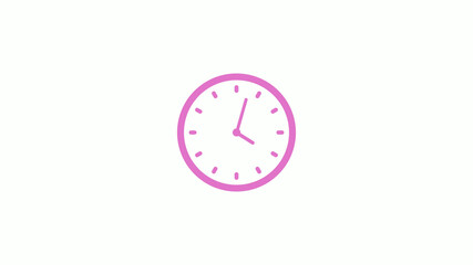 New pink light clock isolated on white background,Counting down clock animation