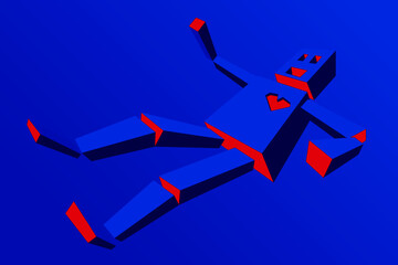 Falling isometric human shape with heart