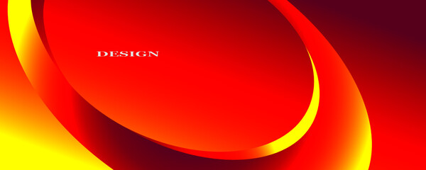 Abstract background. Curved volumetric sharp figures. Yellow-red gradient