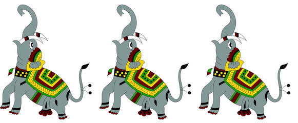 Seamless elephant pattern with white background