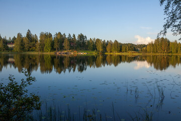 Fototapeta premium Lake in summer day. Pihlajаvesi (Petäjävesi) is municipality of Finland