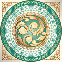 Golden ornate decorative vintage design