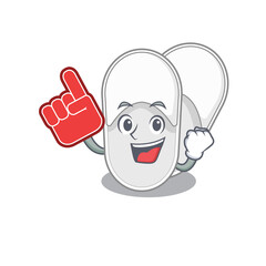 hotel slippers in cartoon drawing character design with Foam finger