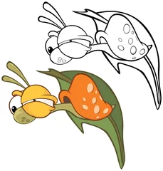 Foto op Plexiglas Vectorillustratie van een schattig stripfiguur slak voor u ontwerp en computerspel. Kleurboek overzichtsset © liusa
