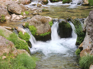 Waterfalls on the Río Borosa route in the Sierra de Cazorla, Segura and Las Villas. Jaén. Andalusia. Spain