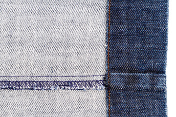 Piece of blue jeans fabric