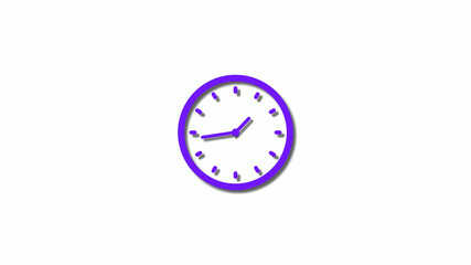 New 3d purple clock isolated on white background,clock animation