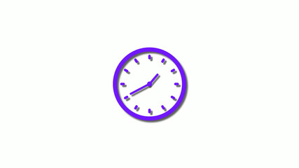 New 3d purple clock isolated on white background,clock animation