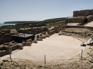 The Roman ruins of Bolonia beach in Cádiz. Andalusia. Spain