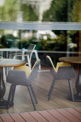 chairs in a restaurant window