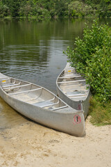 canoes beached