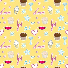 Vector fashion pattern for girls