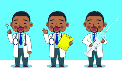 Doctor D with 3 poses give information Set B (with line stroke)