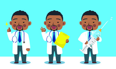 Doctor D with 3 poses give information Set B (without line stroke)