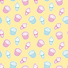 Cupcakes vector pattern