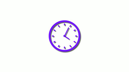 New 3d purple clock isolated on white background,clock animation