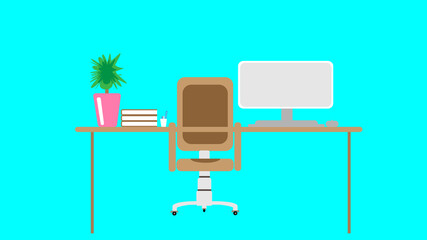 Beautiful of illustration set up desk office in business center