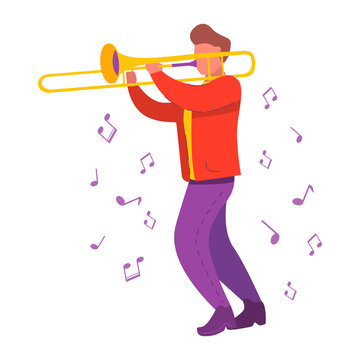 trombone player in red and purple clip art preview