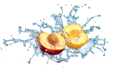 Poster Peach in spray of water. © lotus_studio