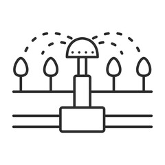 Irrigation sprinkler icon.Garden automatic watering.Outline vector.