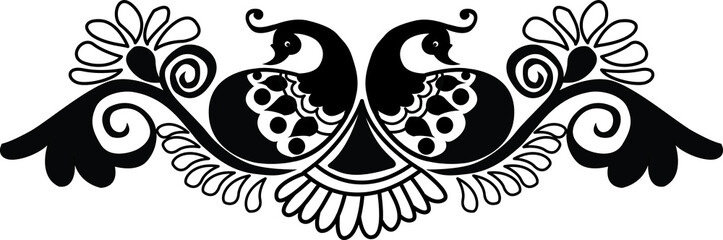 Peacock Style Rangoli designs: also called as Alpona, Alpana, mehndi, Kolam, Floral and Ornamental design. with White Background vector Art