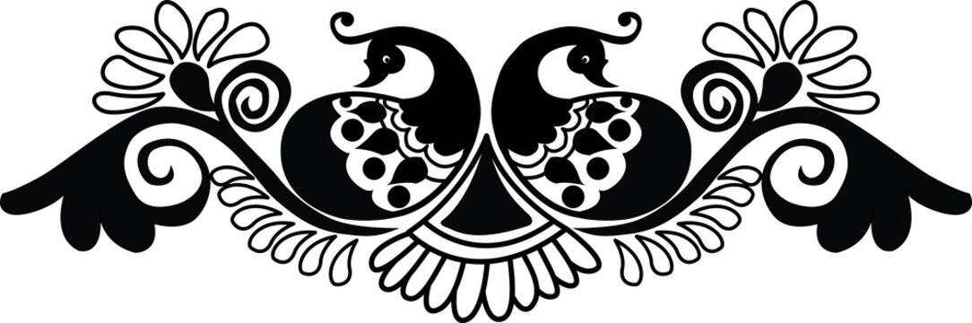 Peacock Style Rangoli designs: also called as Alpona, Alpana, mehndi, Kolam, Floral and Ornamental design. with White Background vector Art