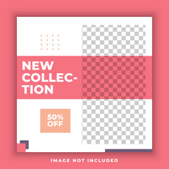 Fashion sale for social media feed template. Social media template vector illustration. Promotion banner template