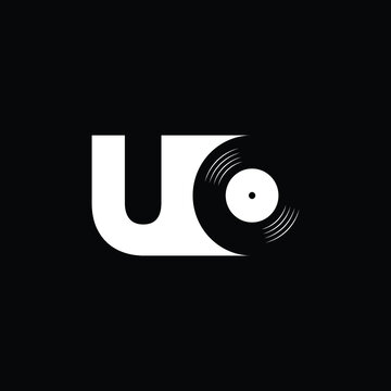 Letter UO with Negative Space Vinyl - Logo for DJ or Record