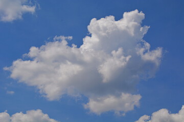 Naklejka na ściany i meble fluffy cloud in the shape of a heart on a blue sky in sunny weather