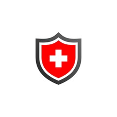 Cross Medical Shield Security Logo Design Vector Icon
