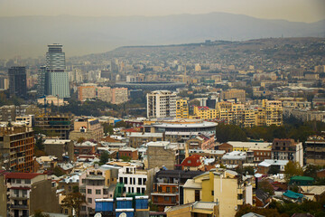 City view and city scape of Tbilisi. Building roofs, architecture and history landmarks, must visit place.
