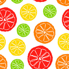 Seamless pattern with citrus fruits