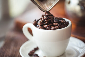 delicious aromatic coffee beans and ground