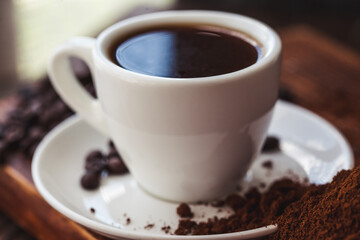 delicious aromatic coffee beans and ground