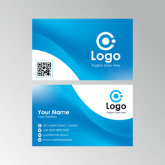 abstract stylish blue business card design, professional name card template vector