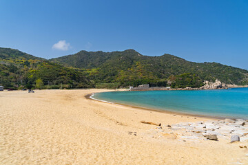 Fototapeta na wymiar Sandy beach in countryside of Fukuoka prefecture, JAPAN.