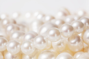 Fototapeta na wymiar Pearl necklace on white background.