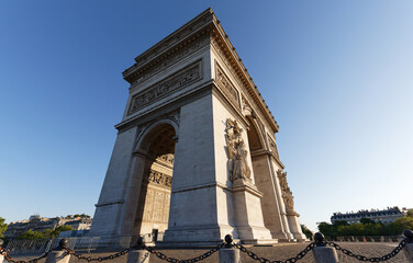 Fototapeta na wymiar The famous Triumphal Arch at sunny day , Paris, France.