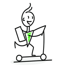 The concept of online delivery of goods to your home and office. Pizza delivery. Scooter and  courier. Doodle.  Vector illustration