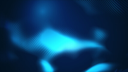 Dot blue wave light screen gradient texture background. Abstract  technology big data digital background. 3d rendering.