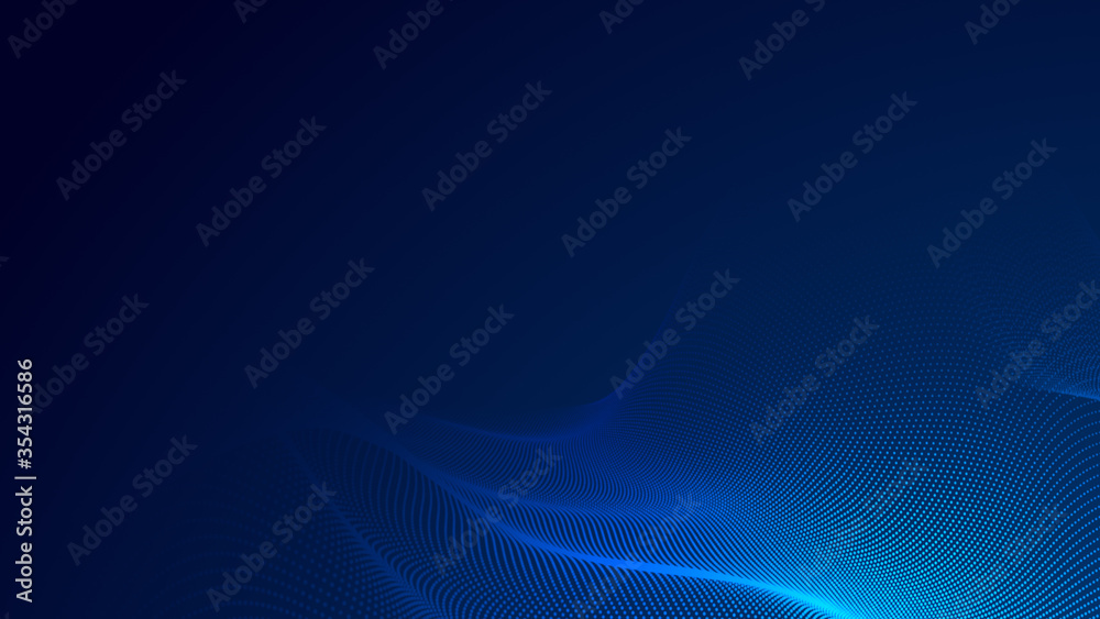 Poster dot blue wave light screen gradient texture background. abstract technology big data digital backgro