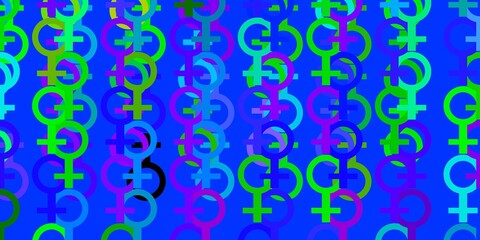 Light Multicolor vector pattern with feminism elements.