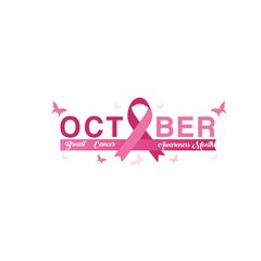 Breast cancer October awareness month campaign design. Vector illustration isolated on white background. Breast cancer awareness program vector template design. 
