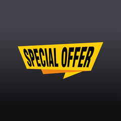 Special offer vector ribbon design template. Banner sale tag. Market special offer discount label