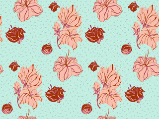 Summer. Colors.  garden.  plants. Pattern without seams
